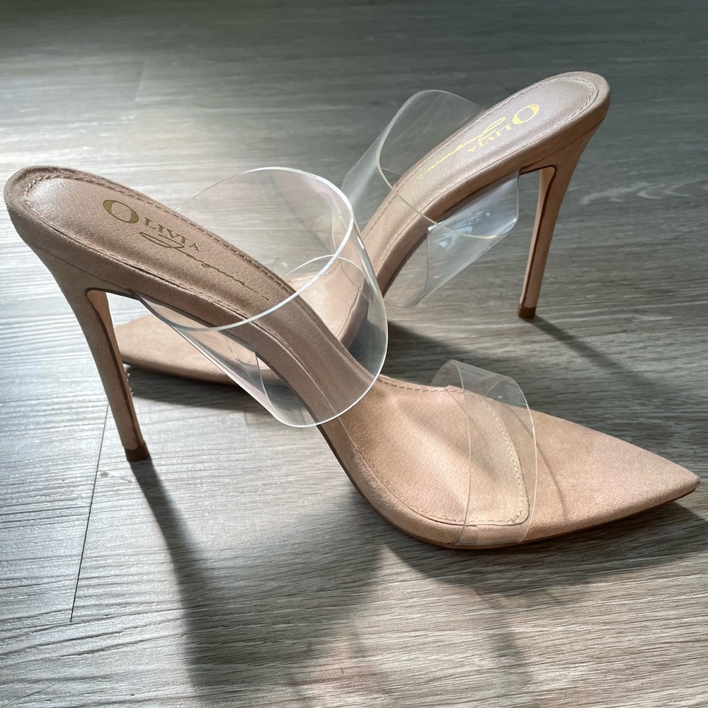 Nude and clear pointed toe heel - for narrow foot - never worn